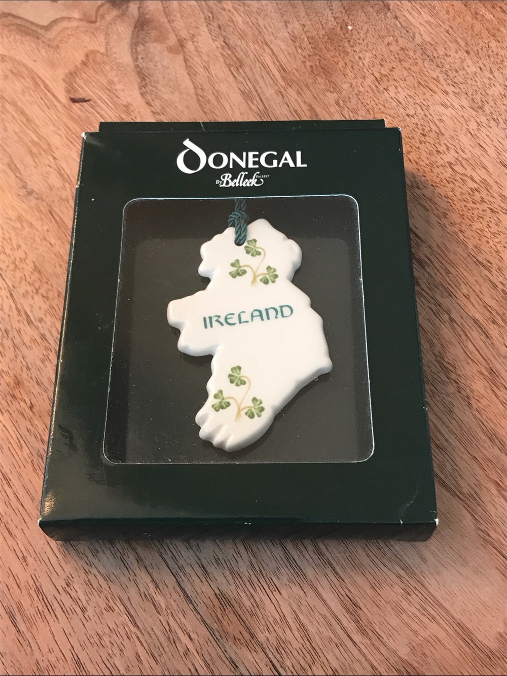 New in box - Donegal by Belleek Bone China Ireland Ornament w shamrocks
